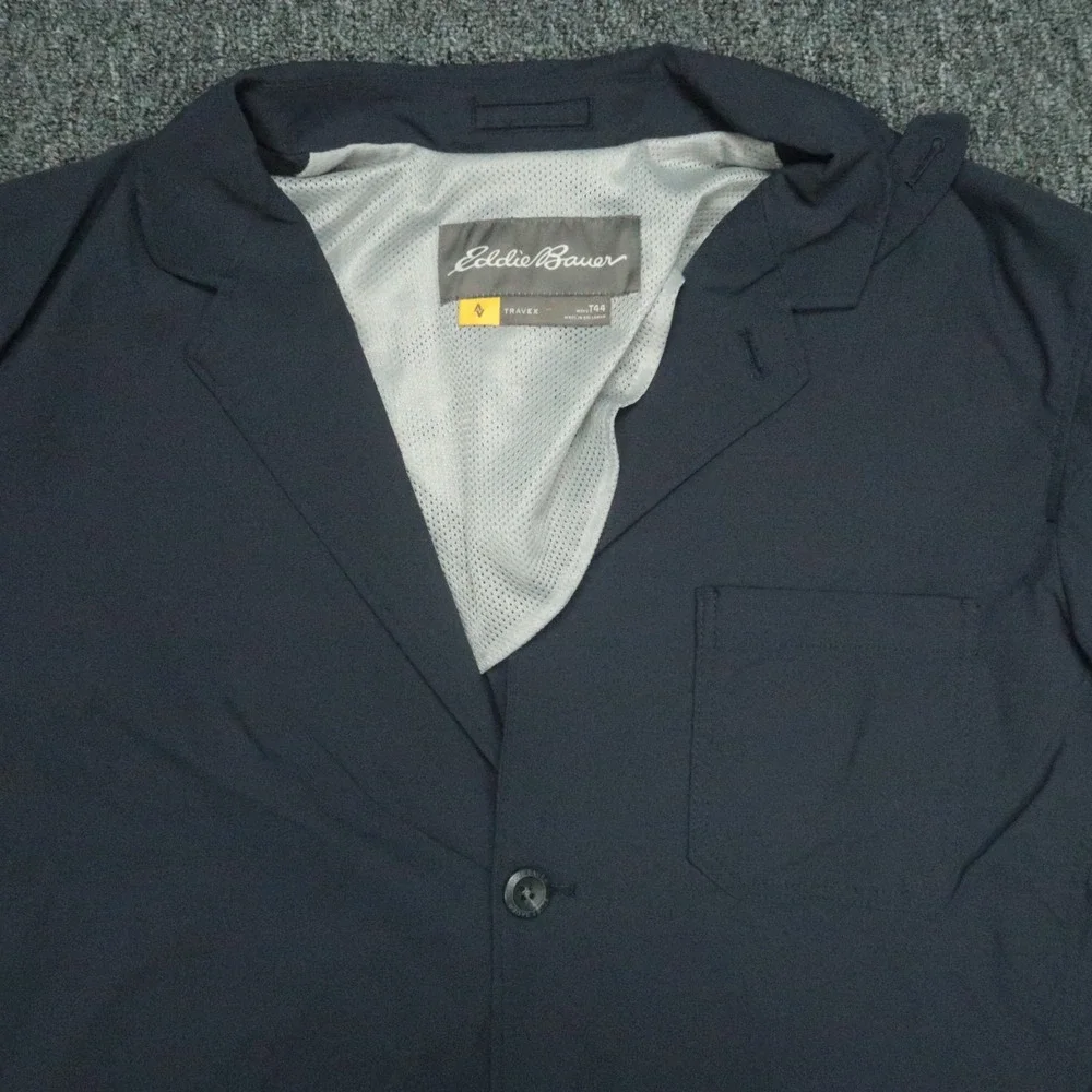Eddie Bauer Jacket Men 44T Blue Travex Ultimate Voyager II Travel Blazer Pockets